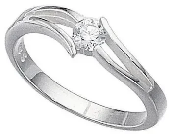 Élégante bague solitaire en argent 925/1000