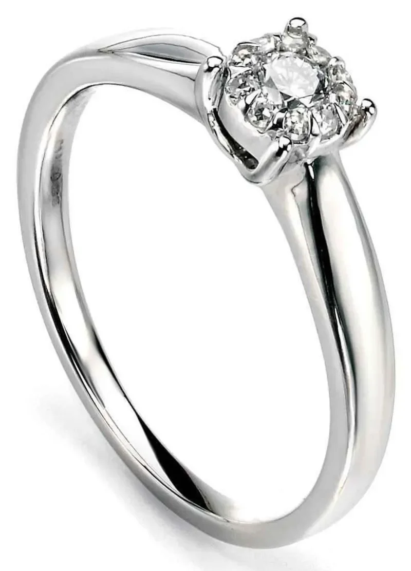 Bague solitaire diamant  éclat céleste  en or blanc 9 carats