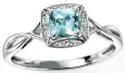 Bague aigue-marine et diamants en or 9 carats - lagon azur