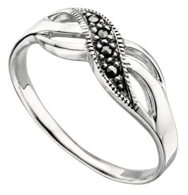 Bague chic marcassite en argent 925/1000