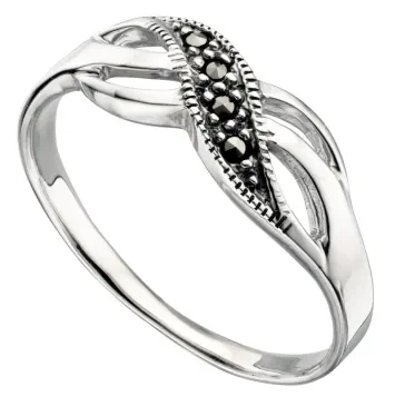 Bague chic marcassite en argent 925/1000