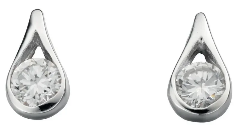 Boucles d oreilles  éclat solitaire  - argent 925 zirconium