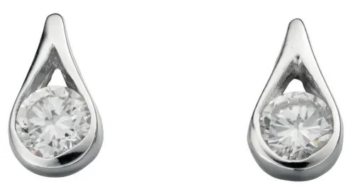 Boucles d oreilles  éclat solitaire  - argent 925 zirconium