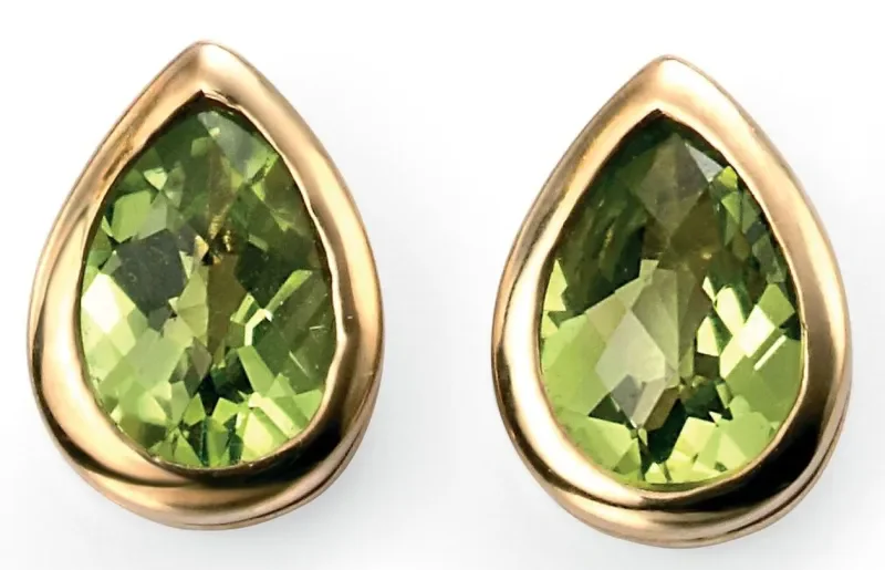 Boucles d oreilles  éclat végétal  - péridot naturel et or jaune 9 carats ✨