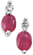 Boucles d oreilles boucles éclat divin - rubis et diamants, or blanc 9 carats