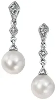 Boucles d oreilles boucles femme  luminia   perle d eau douce, diamant et or blanc 9k