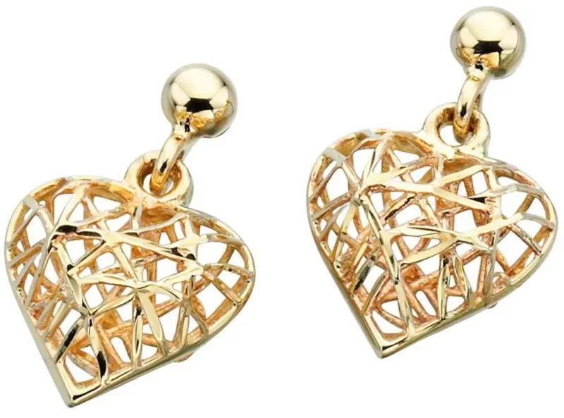 Boucles d oreilles cœur en or jaune 9k (375‰)