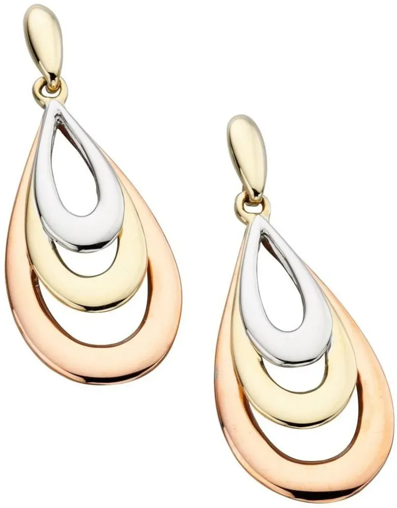 Boucles d oreilles duo d or blanc et rose 9 carats
