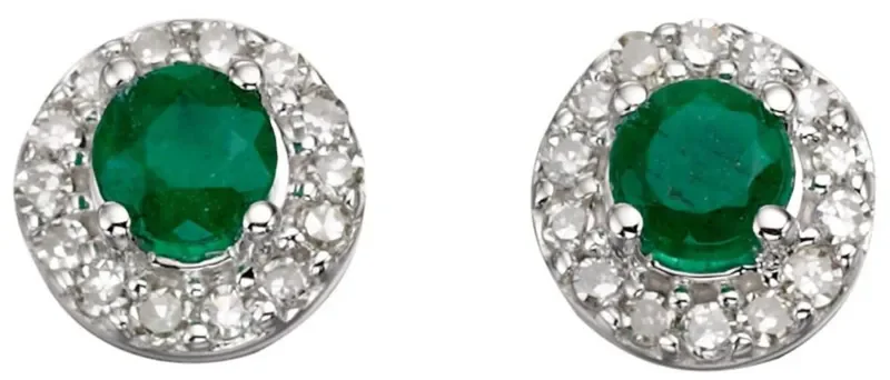 Boucles d oreilles éclat d émeraude et diamants - or blanc 18 carats