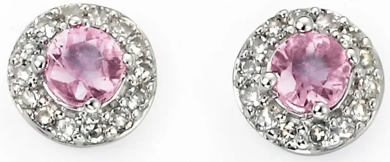 Boucles d oreilles  éclat rosé  - or rose 375, saphir et diamants