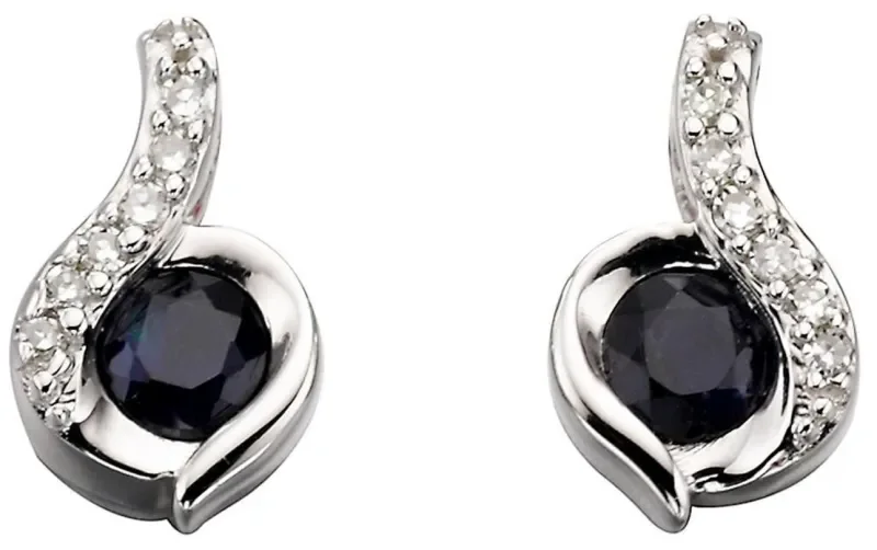 Boucles d oreilles boucles éclat saphir et diamant en or blanc 18 carats