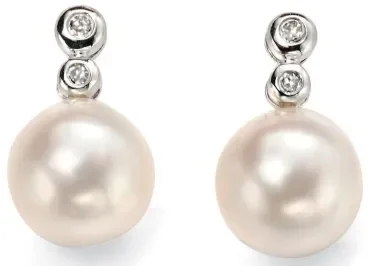 Boucle d'oreille perle et diamant en Or blanc 375/1000