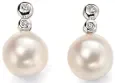 Boucles d oreilles boucles or blanc, perle de culture et diamant