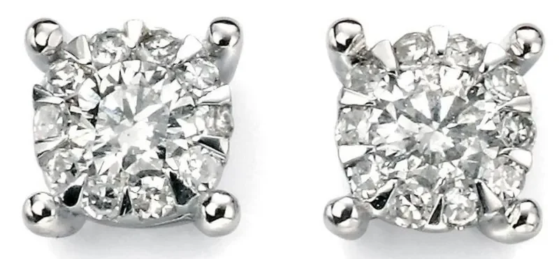Boucles d oreilles diamant solitaire en or blanc 9 carats