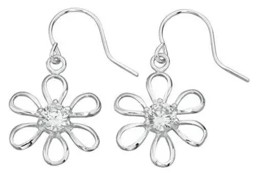 Boucle d'oreille fleur en argent 925/1000