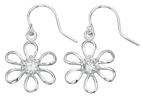 Boucle d'oreille fleur en argent 925/1000