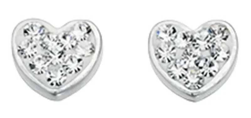 Boucles d oreilles cœur étincelant en argent 925 zirconium