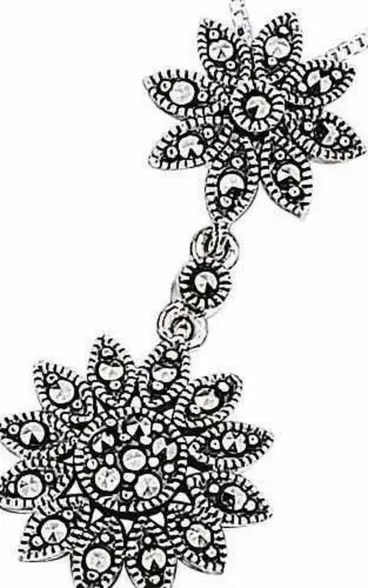 Collier fleurs marcassite en argent 925/1000