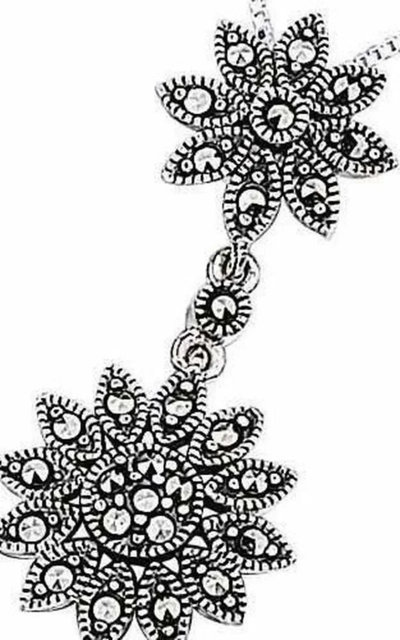 Collier art déco  éclat floral  - fleurs en argent 925 marcasite