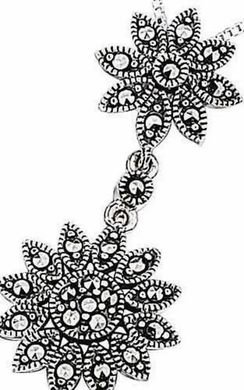 Collier fleurs marcassite en argent 925/1000