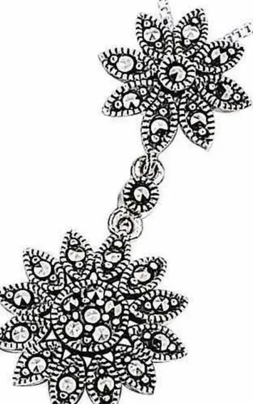 Collier fleurs marcassite en argent 925/1000