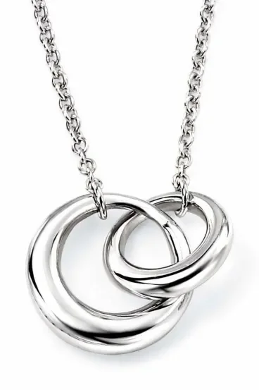 Collier double anneaux en argent 925/1000