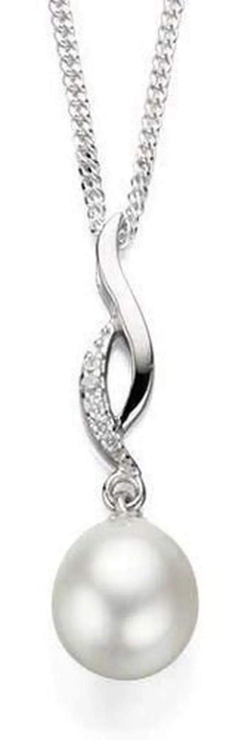 Collier solitaire  éclat nacré   perle, zirconium et argent 925 rhodié