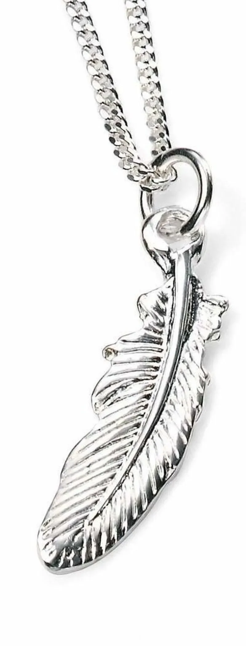 Collier plume ciselée  liberté  en argent 925