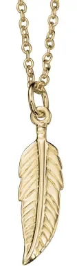 Collier plume  éclat bohème  en argent 925 plaqué or 18 carats