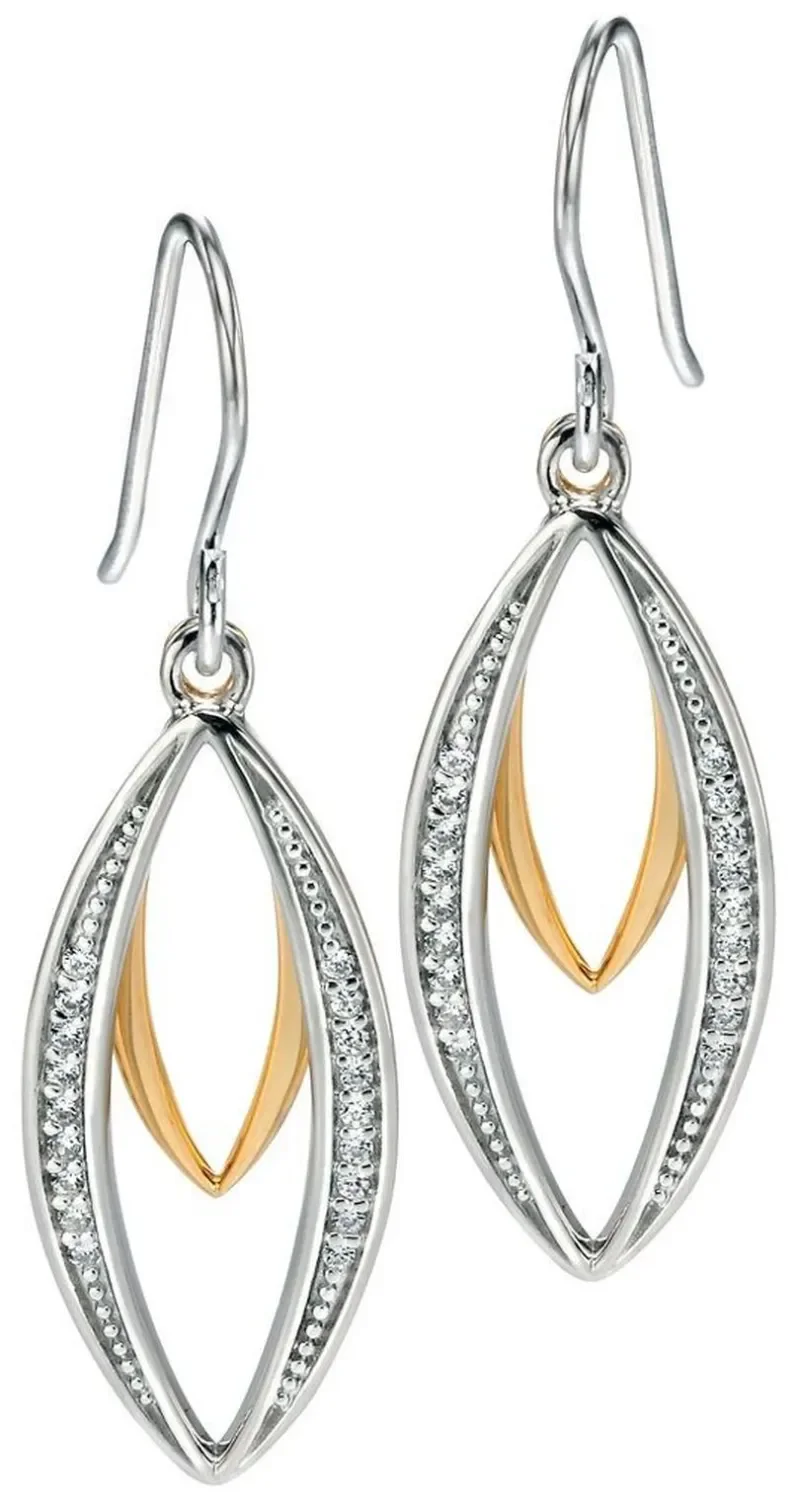Créoles solaires en argent 925 plaqué or 18 carats et zirconium