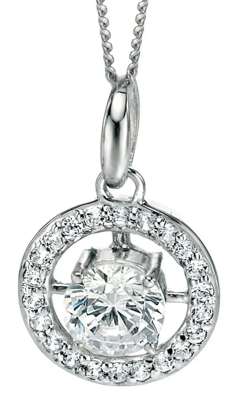 Collier solitaire femme en argent 925 rhodié - éclat solitaire