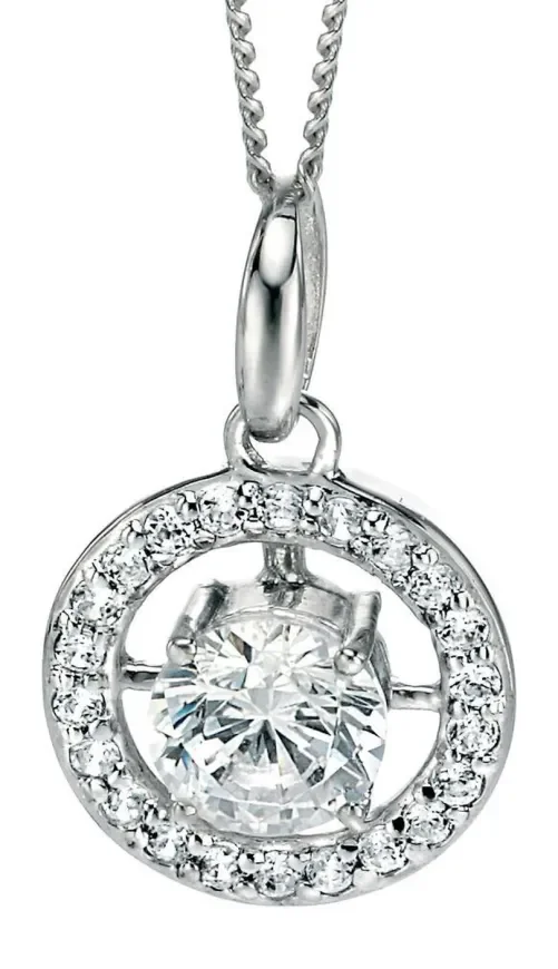 Collier solitaire femme en argent 925 rhodié - éclat solitaire