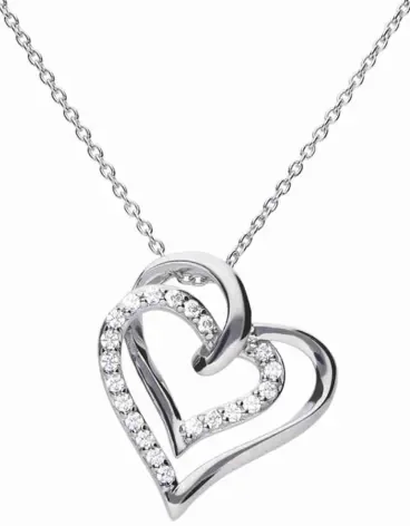 Mon-bijou - D4240 - Collier double cœurs en argent 925/1000