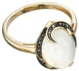 Bague aura lunaire en or 9 carats - pierre de lune et diamant