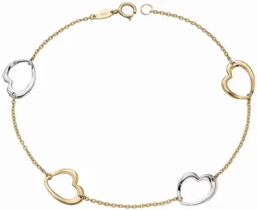 Mon-bijou - D455 - Bracelet coeurs en Or blanc et jaune 375/10
