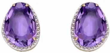 Mon-bijou - D2273c - Boucle d'oreille original améthyste en Or 375/1000