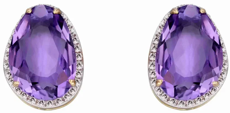 Boucles d oreilles pendantes  aria  ✨ améthyste taille poire et or jaune 9 carats
