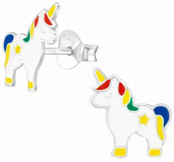 Mon-bijou - H38695 - Boucle d'oreille licorne en argent 925/1000