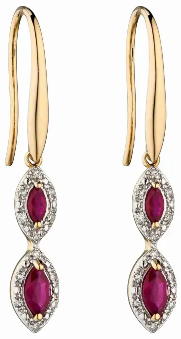 Mon-bijou - D2283 - Boucle d'oreille marquise et diamant en Or 375/1000