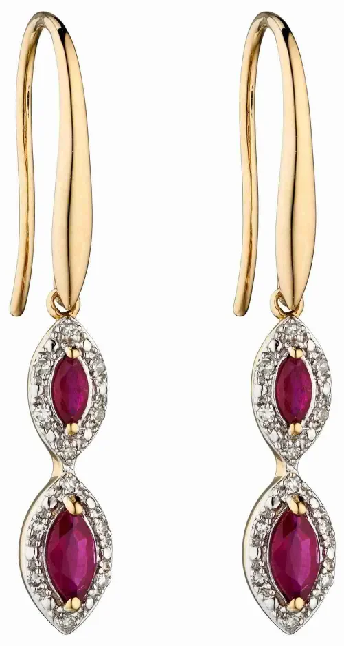 Mon-bijou - D2283 - Boucle d'oreille marquise et diamant en Or 375/1000