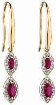 Boucles d oreilles diamant marquise et or jaune 9k - éclat royal