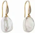 Boucles d oreilles boucles  éclat céleste  - or 9k, perle de culture et diamant
