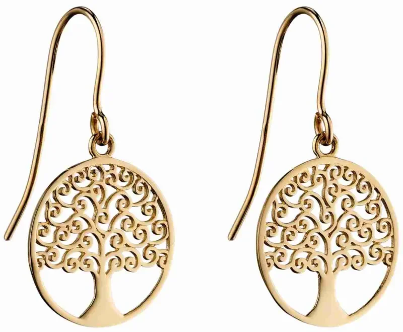 Boucles d oreilles boucles arbre de vie en or jaune 9 carats (375)