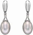 Boucles d oreilles boucles perle de culture et diamant en or blanc 9 carats