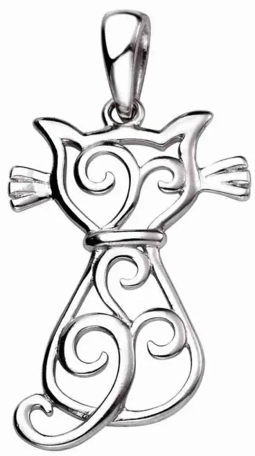 Mon-bijou - D4478 - Collier Superbe chat en argent 925/1000
