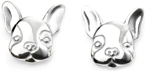 Mon-bijou - D5570 - Boucle d'oreille bouledogue français en argent 925/1000