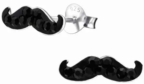Mon-bijou - H22308 - Boucle d'oreille moustache en argent 925/1000