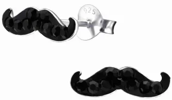 Mon-bijou - H22308 - Boucle d'oreille moustache en argent 925/1000