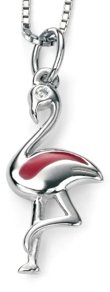 Mon-bijou - D4368 - Superbe Collier flamant rose en argent 925/1000 pour petite fille