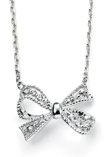 Mon-bijou - D3606c - Collier tendance noeud de papillon zirconium en argent 925/1000